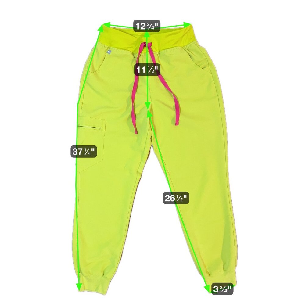 Figs High Waist Zamora Jogger Scrub Pants Nurse Doctor Limeade Yellow Size Small - Picture 2 of 10